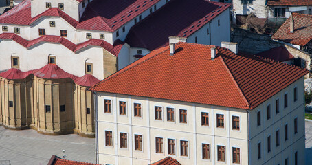 Aerial View of Old Macedonian Church and Faculty &ndash; Red Rooftops and Heritage.