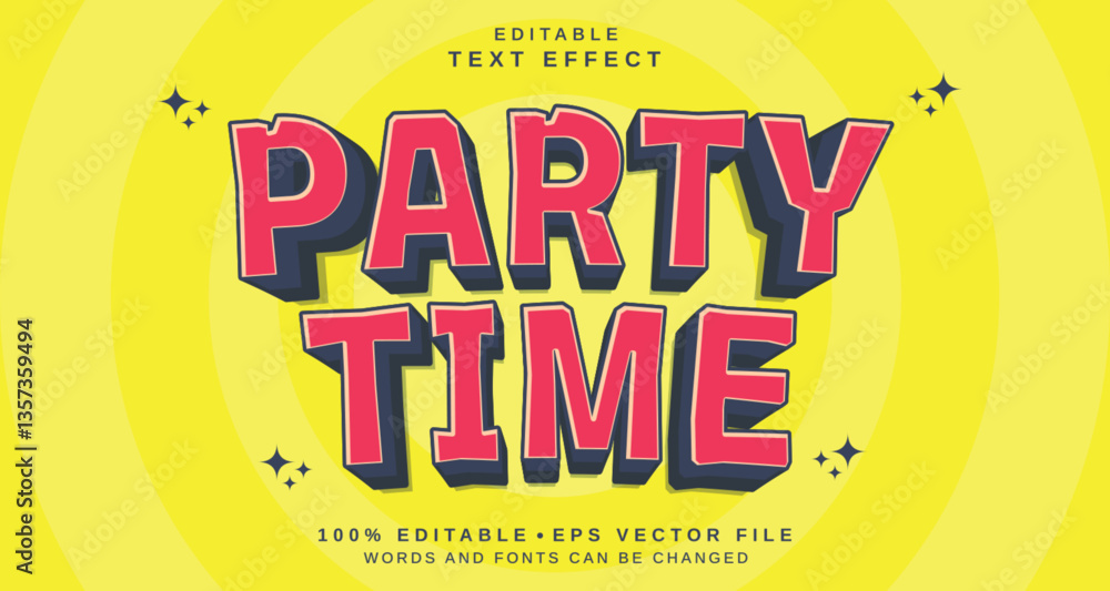 Poster editable text style effect - party time text style theme.