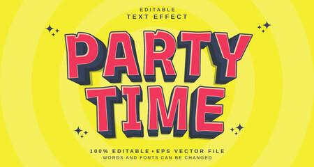 Editable text style effect - Party Time text style theme.