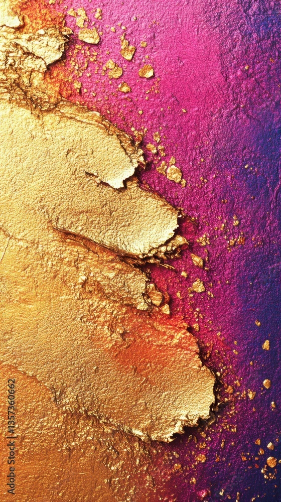 Poster abstract textural blend of gold and vibrant hues creating a captivating visual experience for modern