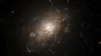 Spiral galaxy with bright core and dust lanes.