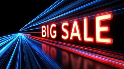 Fototapeta premium Eye-catching big sale neon sign with motion effect