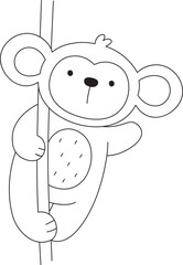 Cute Monkey Hanging on a Vine