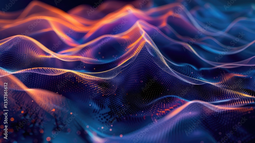 Poster this stunning abstract image features flowing waves in blue and purple hues, creating a mesmerizing 