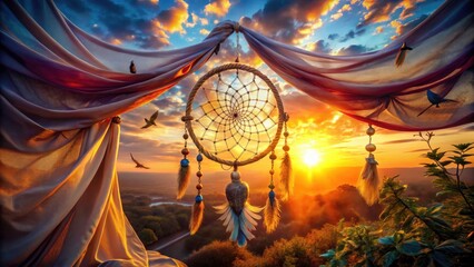 Surreal Sunset Dream Catcher Photography: Dreamy, Magical, Whimsical, Fantasy Art