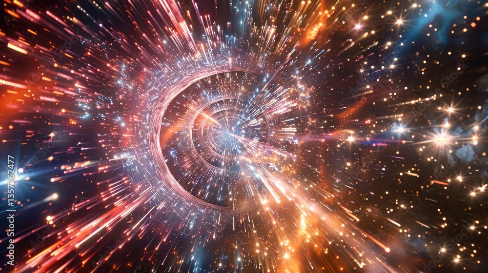 Poster experience a mesmerizing digital vortex of colorful fireworks exploding in the vibrant night sky of 