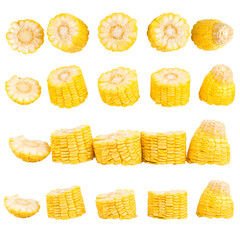sweetcorn slice isolated on white background