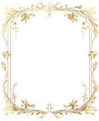 Obraz premium Elegant golden frame design featuring ornate floral patterns, ideal for invitations, announcements, or decorative purposes