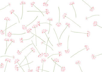 たくさんのれんげそうをランダムに散りばめた、背景イラスト