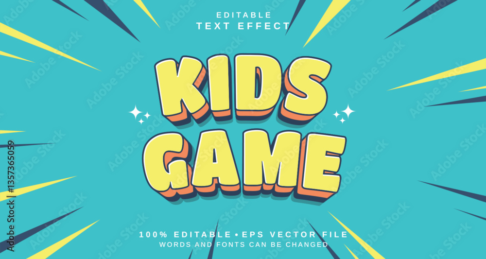 Poster editable text style effect - kids game text style theme.