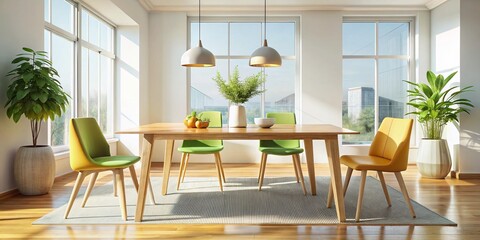 Fototapeta premium Stylish Modern Dining Table in Minimalist Interior Design