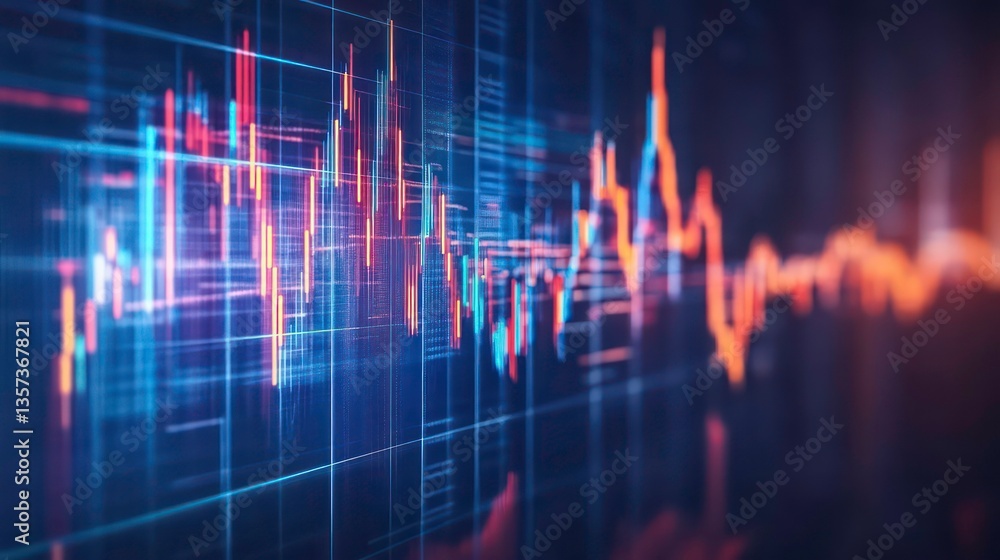 Poster financial data displayed on screen. charts showing stock market activity. possible use for stock or 