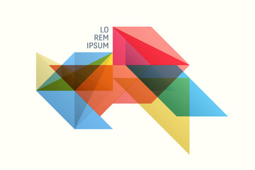 Art composition of flat colorful vector shapes. Abstract transparency geometrical background. Cover design template for presentation, corporate cover document, banner, flyer, poster, brochure.