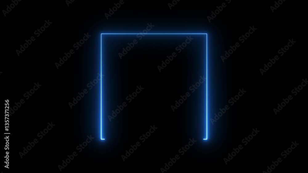 Poster glowing neon square frame animation and seamless loop background.