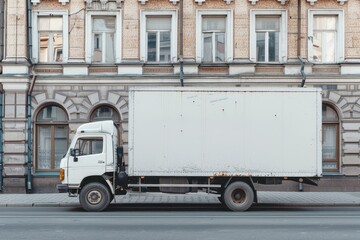 Premium Quality Visual of a White Truck with a White Door is Parked on the Street