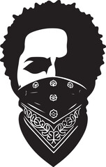 Bandana-covered protester artwork