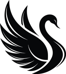 Obraz premium Elegant black swan silhouette vector illustration design with feather detail, a nature symbol icon
