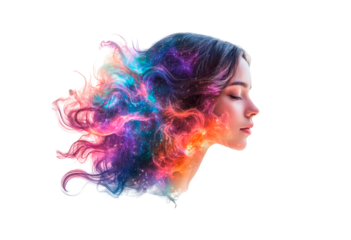 Abstract human head with physical structure and state of mind in head isolated on transparent background