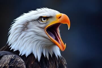 Fototapeta premium Screaming American Eagle: Majestic Bird of Prey in Dynamic Call