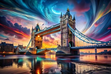 Obraz premium Surreal London Bridge: Dreamlike Cityscape at Dusk
