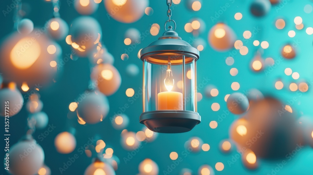 Poster a lantern illuminating a river of floating speech bubbles, symbolizing a flow of thoughts