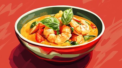 Savory Thai Yellow Curry with Shrimps: A Delicious Asian Dinner Delight