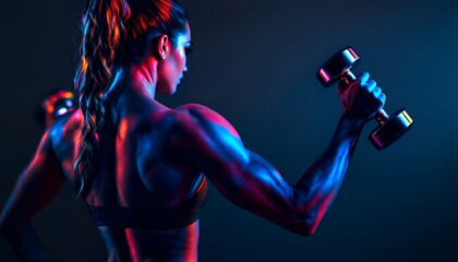 Woman lifting dumbbell in a gym setting