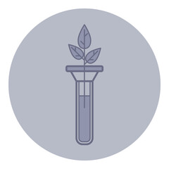 Test tube with small plant with green leaves symbolizing integration of botanical growth and scientific research. Eco-conscious innovations in biology concept