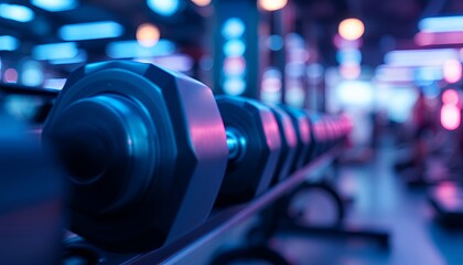 Closeup of Dumbbell Weights in Gym Setting