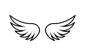 Fototapeta premium Angel wings icon vector on white background