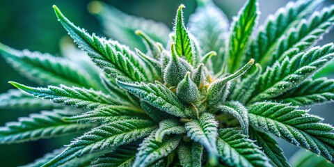 Fototapeta premium High-Resolution Cannabis Sugar Leaves Macro Photography - Close-up Detail Shot