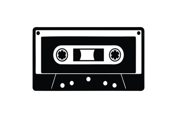 Obraz premium Retro audio cassette tape vector illustration with vintage design and black plastic casing