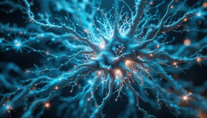 Fototapeta premium Stunning Cyan Neural Network Design Electric Sparks and Intricate Connections