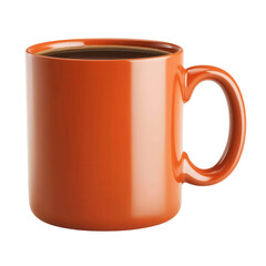 Orange coffee mug on a white isolated background