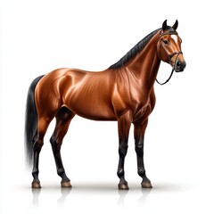 Fototapeta premium Chestnut Brown Horse Portrait Against White Background