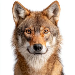 Obraz premium Close Up Portrait of a Wolf Against White Background