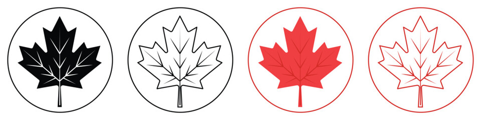 maple leaves icon collection isolated on white background. Canadian maple leaf silhouette vector,vector illustration