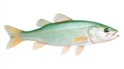 Fototapeta premium Detailed Illustration of a Silver and Green Fish with Yellow Fins