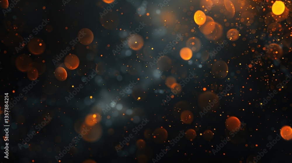 Poster solid black background with orange bokeh effects creating warm and festive atmosphere in glowing lig