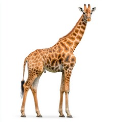 Naklejka premium Giraffe Portrait Against White Background