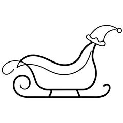 Santa Claus Sleigh Line Art Drawing