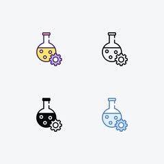Experiment icons set Line and Glyph black vector icon