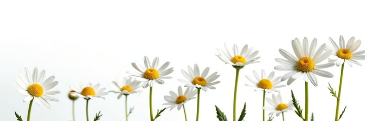 Obraz premium Chamomile flowers isolated on white background, full depth of field, crisp details, Chamomile, freshness