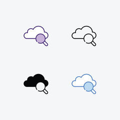 Search  icons set Line and Glyph black vector icon