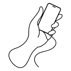Smartphone Holding Line Art Drawing
