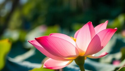 Pink Lotus Blossom in Sunlight: A Serene Garden Moment