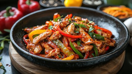Fototapeta premium dakgalbi with spicy chicken stir-fry