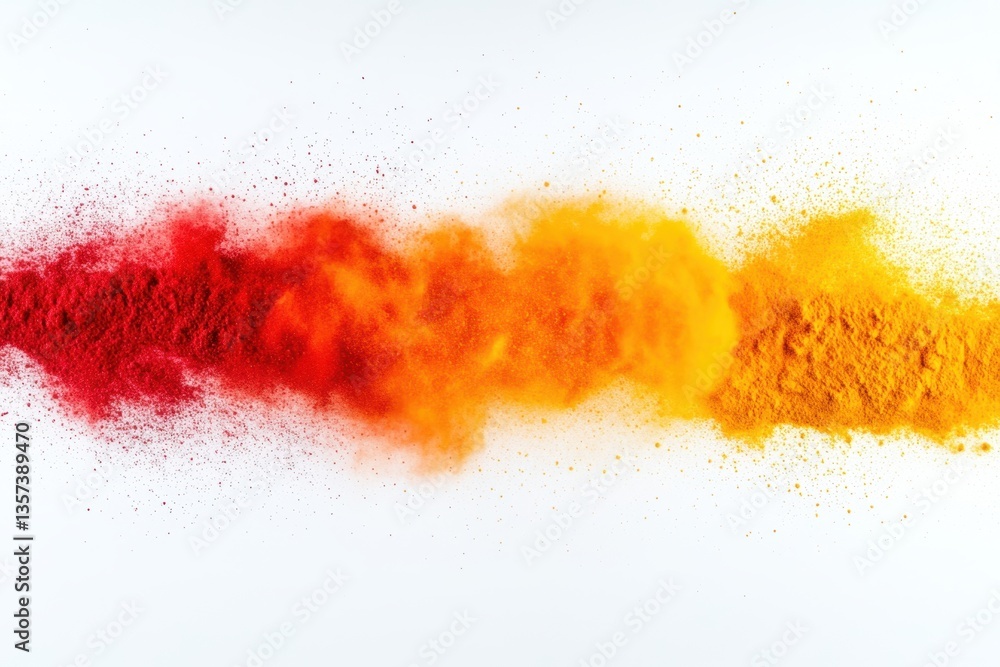 Poster vibrant explosion of colorful powder paint pigment on a white backdrop creating a dynamic abstract a