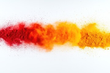 Vibrant explosion of colorful powder paint pigment on a white backdrop creating a dynamic abstract art form and a captivating visual impact