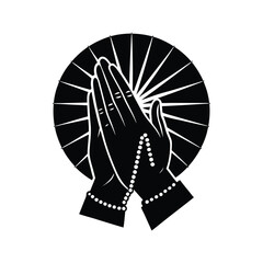 praying hands silhouette vector for Easter, great for worship graphics, faith-based posters, and spiritual projects.